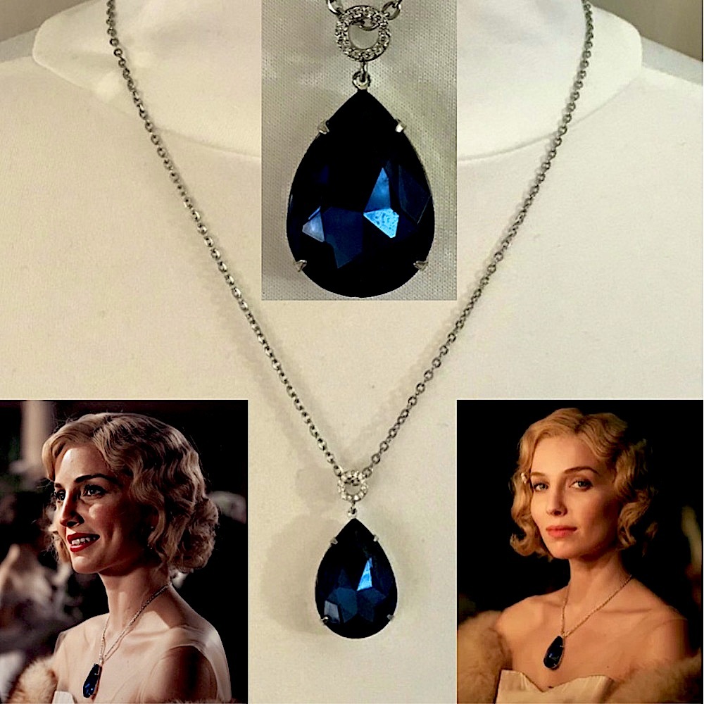 Peaky Blinders Grace Shelby Teardrop Sapphire Necklace, Handmade Replica